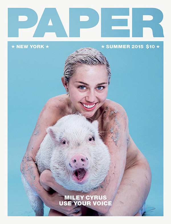 PHOTO: Miley Cyrus Poses Nude With Pet Pig For 'Paper'